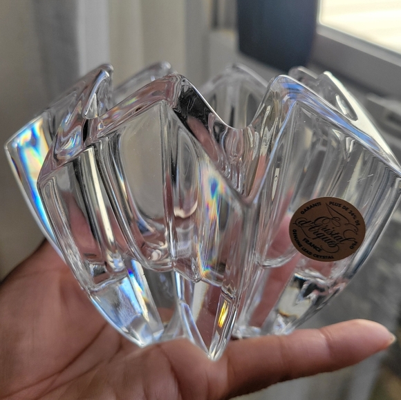 Crystal D'Arques Paris France 24% Lead Crystal Candle Holder 8 Point star Genuin - Picture 1 of 10